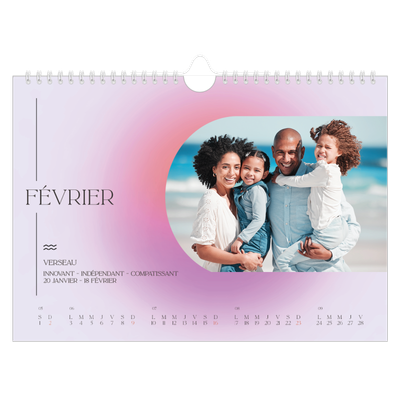 Calendrier photo A4 — Dégradé astrologique [Février]