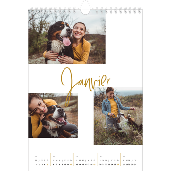 Calendrier photo A4 — Calligraphie dorée