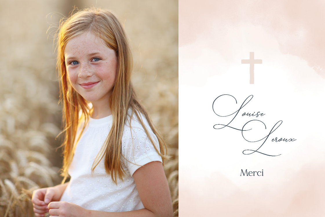 Carte de remerciement — Aquarelle abstraite pêche