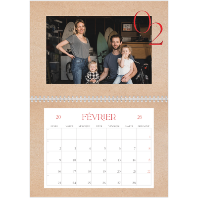Calendrier photo A4 double (30 x 40 cm) — Touches de rouge [Février]