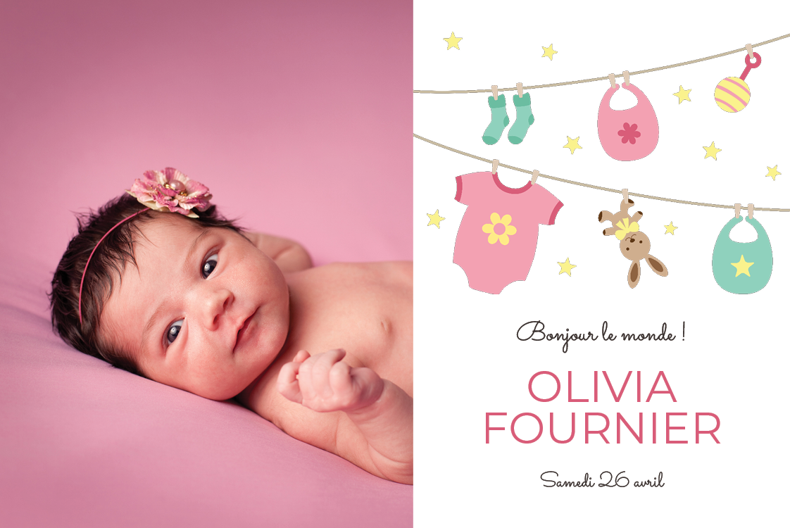 Cartons d'invitation — Vêtements bébé rose
