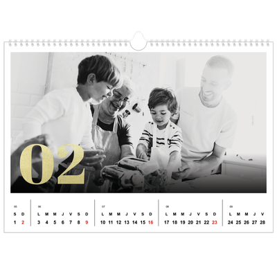 Calendrier photo A3 — Larges numéros brillants [Février]