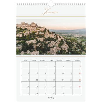 Calendrier photo A3 — Bannière en écriture dorée