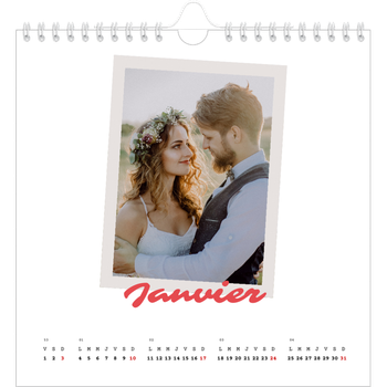 Calendrier photo carré — Signature carmin