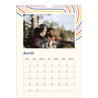 Calendrier photo A4 (20 x 30 cm) — Rayures rétros [Avril]