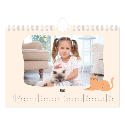 Calendrier photo A5 — Pattes de chat et gribouillis [Mars]