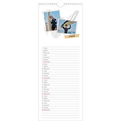 Calendrier mural long  — Esprit scrapbook [Février]