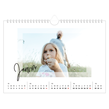 Calendrier photo A4 — Cadre clair