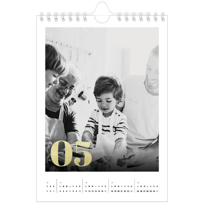 Calendrier photo A5 — Larges numéros brillants [couverture]