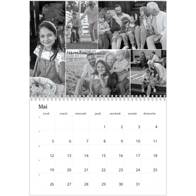 Calendrier photo A4 double (30 x 40 cm) — Noir et blanc élégant [couverture]