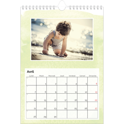 Calendrier photo A4 (20 x 30 cm) — Effet aquarelle [Avril]