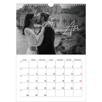 A3 Calendrier annuel — Écriture élégante [Avril]