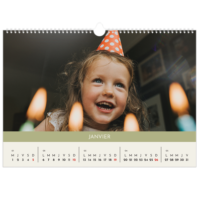 Calendrier photo A3 — Chapitres pastel [Janvier]