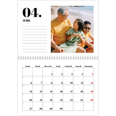Calendrier photo A4 double (30 x 40 cm) — Sérif et moments [Avril]