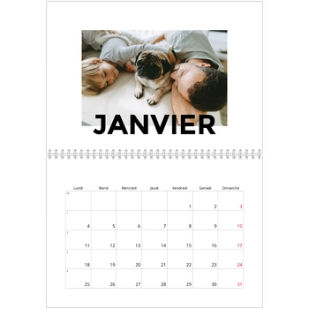 Calendrier photo A4 double — Lettrage dispersé