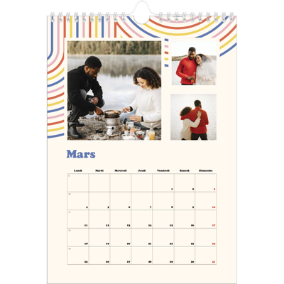 Calendrier photo A4 (20 x 30 cm) — Rayures rétros [Mars]