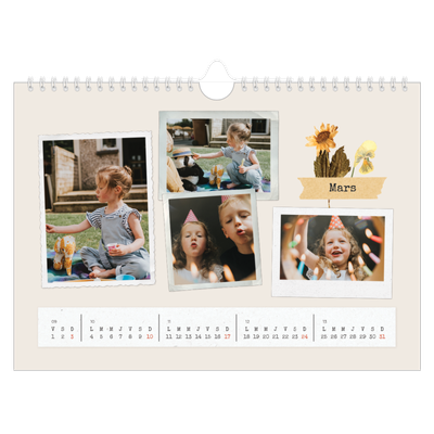 Calendrier photo A4 — Scrapbook vintage [Mars]