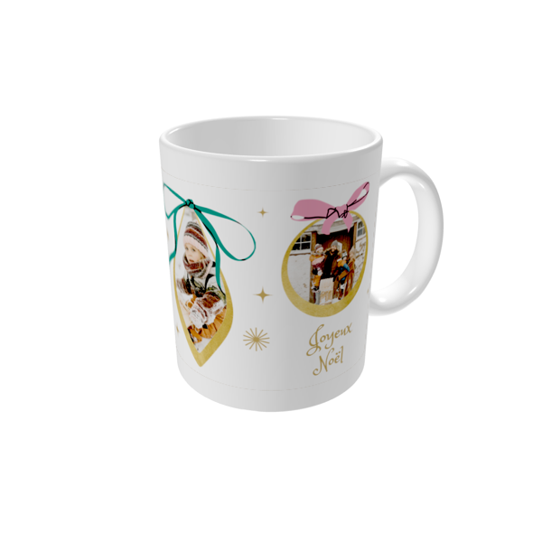 Mug personnalisé — Boules de Noël enrubannées