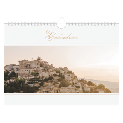 Calendrier photo A4 — Bannière en écriture dorée [couverture]