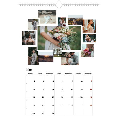 A3 Calendrier annuel — Formes et collage [Mars]