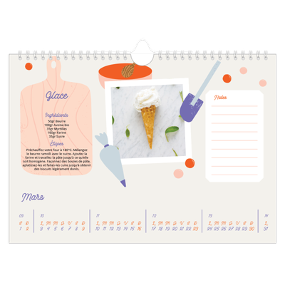 Calendrier photo A4 — Une année de recettes [Mars]