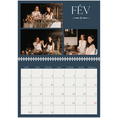 Calendrier photo A4 double (30 x 40 cm) — Ardoise et sérifs [Février]