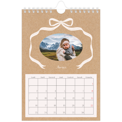 Calendrier photo A5 — Kraft et nœud [Février]