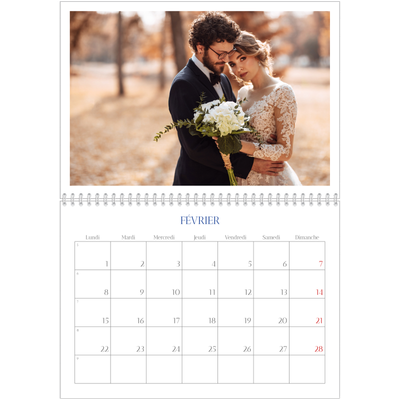 Calendrier photo A4 double (30 x 40 cm) — Classique cobalt [Février]