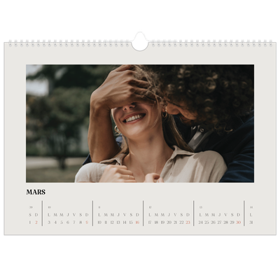 Calendrier photo A3 — Ivoire simple [Mars]