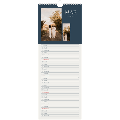 Calendrier mural long  — Ardoise et sérifs [Mars]