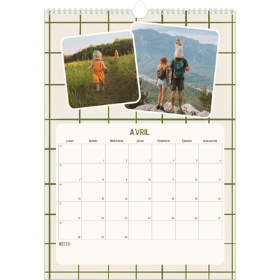 A3 Calendrier annuel — Motifs rétros [Avril]