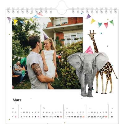 Calendriers annuels carré — Safari aquarelle [Mars]