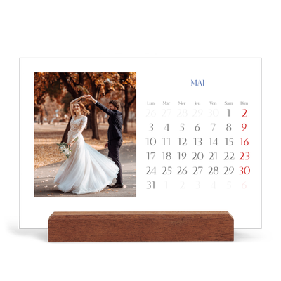 Calendrier de bureau support bois - paysage   — Classique cobalt [couverture]