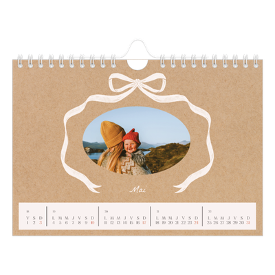 Calendrier photo A5 — Kraft et nœud [couverture]
