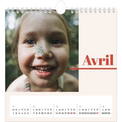 Calendriers annuels carré — Inspiration 90 [Avril]
