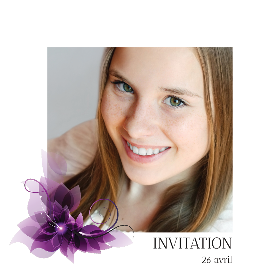 Cartons d'invitation — Fleur violette