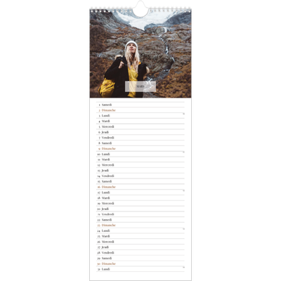 Calendrier mural long  — Superposition discrète [Mars]