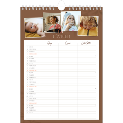 Calendrier familial A4 — Agenda terre à terre - Famille de 3 [Février]