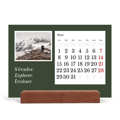 Calendrier de bureau support bois - paysage   — Terre éditoriale [Mars]