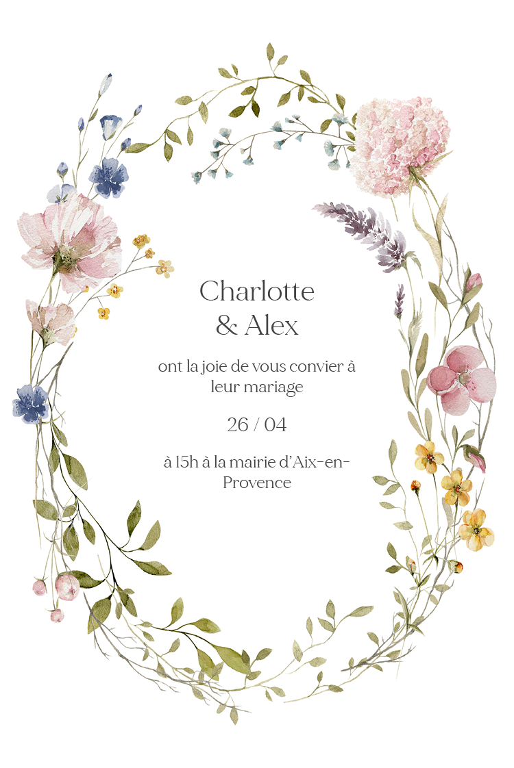 Cartons d'invitation — Bonheur fleuri