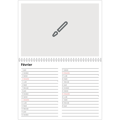 Calendrier photo A4 double (30 x 40 cm) — Créez votre produit [Février]