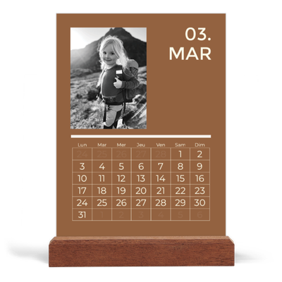 Calendrier de bureau support bois - portrait  — Contemporain audacieux [Mars]