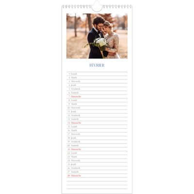 Calendrier mural long  — Classique cobalt [Février]