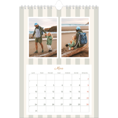 Calendrier photo A4 (20 x 30 cm) — Lettrages et rayures [Mars]