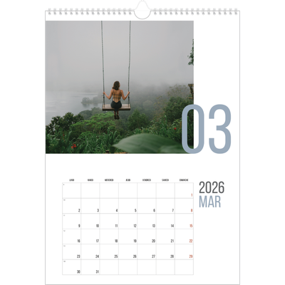 A3 Calendrier annuel — Numéros mensuels [Mars]