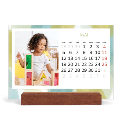 Calendrier de bureau support bois - paysage   — Effet pinceau [couverture]
