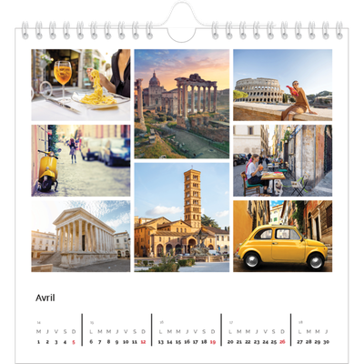 Calendriers annuels carré — Diaporama asymétrique [Avril]