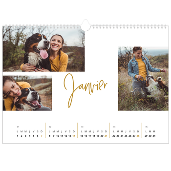 Calendrier photo A3 — Calligraphie dorée