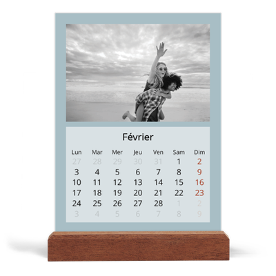Calendrier de bureau support bois - portrait  — Neo Scandi [Février]