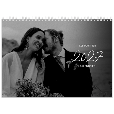 Calendrier photo A4 double (30 x 40 cm) — Écriture élégante [couverture]